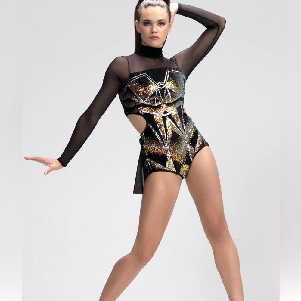 Baby I’m yours!!      Black, gold, silver. Weissman velvet one piece costume